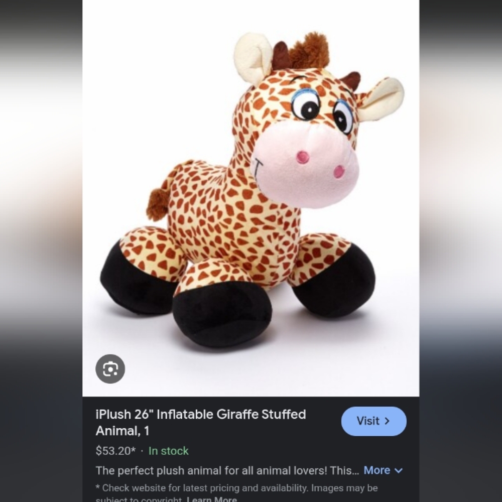 Inflatable stuffed giraffe